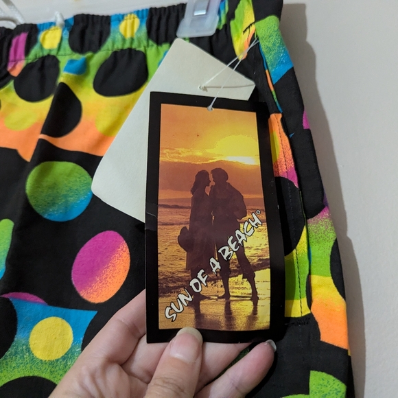 Christopher Rand Sun of a Beach Neon Shorts Polka Dots New With Tags Vintage 90s - Picture 5 of 6